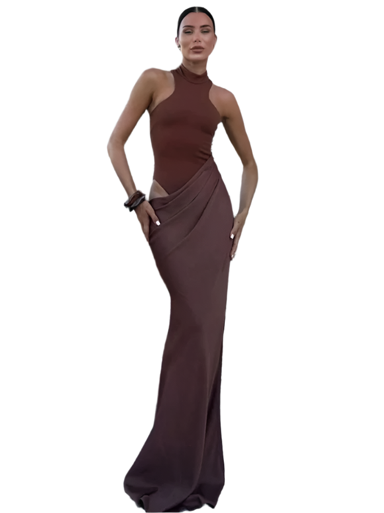 Sleeveless Satin Maxi Dress