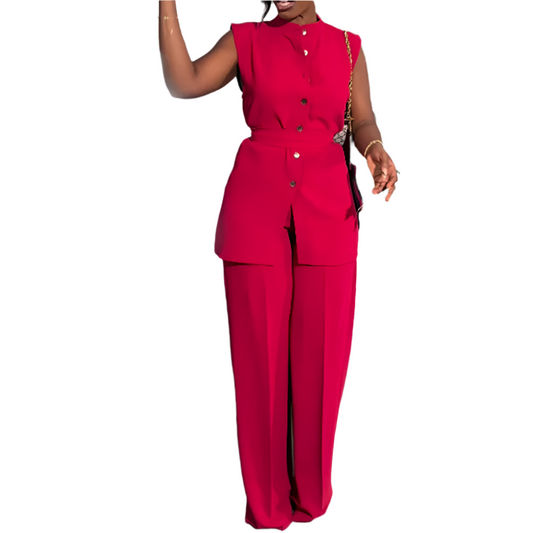 Elegant Two-Piece Wide-leg Trousers Set